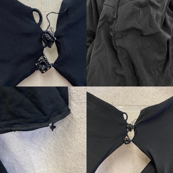 Kay Unger black ruched A Line knee length open back evening dress size 10 - Picture 8 of 15